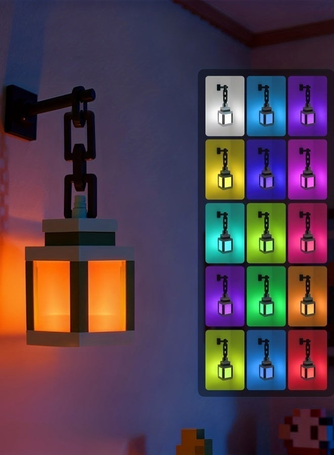 فانوس مضيء، فانوس بكسل، ضوء ليلي، فانوس مضيء بـ 16 لونًا، ضوء ليلي LED متغير الألوان مع جهاز تحكم عن بعد، ديكور منزلي مكتبي، زينة، فانوس احتفالي - Image 1